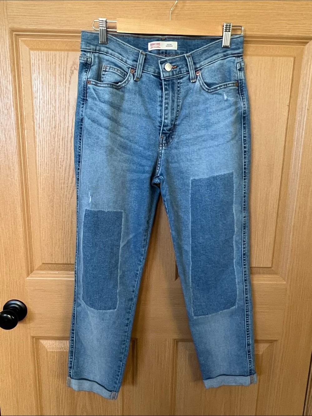 Signature by Levi Strauss Heritage Boyfriend Two-Tone Patchwork Jeans